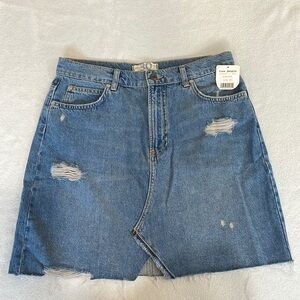 Free People NWT Distressed Jean Skirt